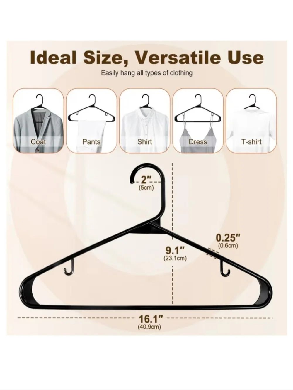 Premium Black Plastic Clothes Hangers w/ Non-Slip Hooks - Durable & Space-Saving